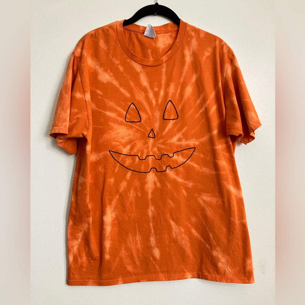 Orange Tie-Dye - Pumpkin Jack-O Lantern - Halloween Costume - Handmade Unisex L